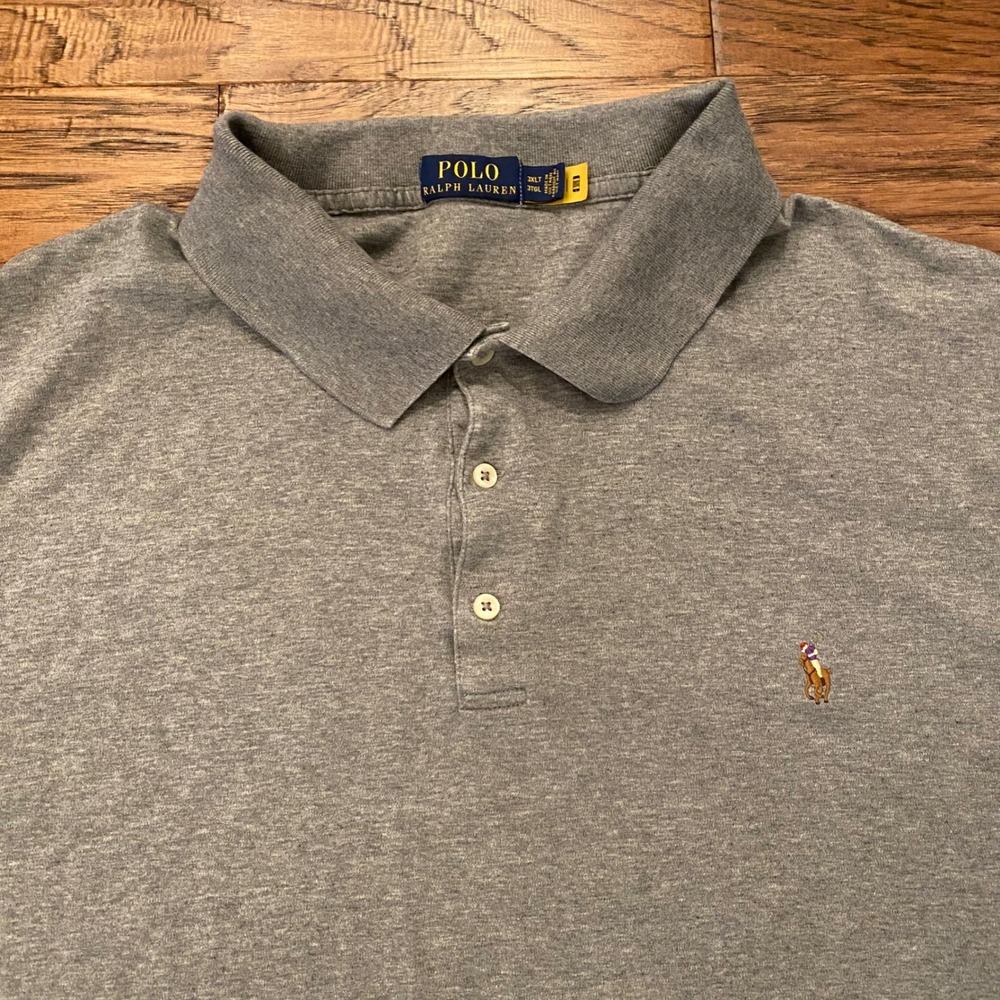 Polo Ralph Lauren Polo Shirt Mens 3XLT Gray Short Sleeve Pony Logo Cotton